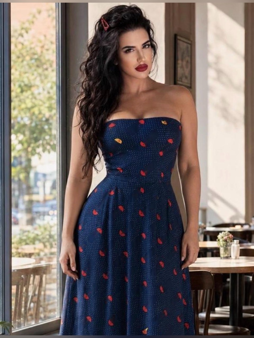LuLaRoe Navy Umbrella Raindrop Fold Over Maxi Skirt/sleeveless dress Sz- M